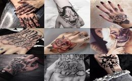 10 PiecesBatch of Waterproof Temporary Tattoo Stickers Hand Flower Rose Fake Flash Tattoo Arm and Foot Back Body Art Girl Woman M7083367