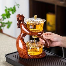 Teaware Sets 1 Lazy Tea Set Automatic Dripping Glass Teapot Magnetic Water Maker Plate Can Drink Birthday Gift