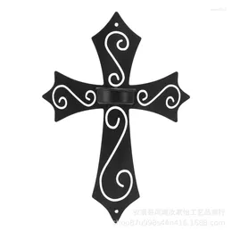 Candle Holders European Style Cast Iron Decor Candelabra Black Cross Type Holder Home Decoration Accessories For Living Room Gifts A