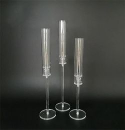 Candle Holders 1 Set 3 Pieces Of Acrylic Candlestick Center Decoration Road Lead Wedding Props Christmas Decora7369499