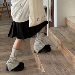 Women Socks Spring Stripe Y2k Spicy Girl Flare For Retro Mid Tube Slimming Calf Leg Covers JK Harajuku Warmers
