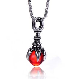 Pendant Necklaces Vintage Dragon Claw Crystal Ball Magic Pestle Necklace For Men Women Goth Rock Hip Hop Party JewelryPendant4312359