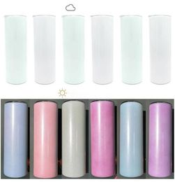 UV Color Changing Tumbler 20oz Straight Sublimation Tumbler Sun Light Sensing Stainless Steel Straight Skinny Tumbler With Lid and1054540