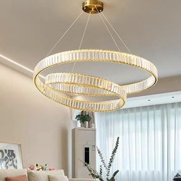 Modern Lrregular Ring Crystal Chandelier LED Light Fixture Lustre Home Decoraction Luxury Decor Hanging Lamp Led Indoor Lighting