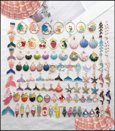 Charms Jewellery Findings Components 100PcsLot Enamel Plated Zinc Alloy Marine Life Pendant For Diy Necklace Bracelet Earrings Maki3850856