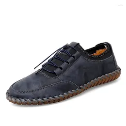 Casual Shoes Selling Handmade Stitching Europe America Wear-resistant Men's Oxford Versatile Hiking Blue