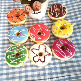 Decorative Flowers 8pcs Simulation Donut Model Colour Cake Bread Fake Food Set Wedding Dessert Small Pendant Pography Props Decoration