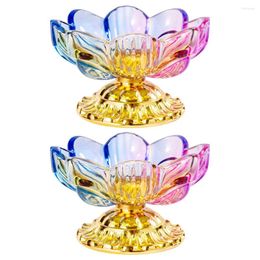 Dinnerware Sets 2 Pcs Lotus Fruit Plate Multi-purpose Tray Glass Colorful Cake Storage Party Favor Snack Bowl