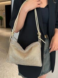 Shoulder Bags Women Rhinestones Handbag Elegant Sparkle Satchel Clutch Zipper Glitter Sling Bag Versatile Strap Adjustable Formal Dressy