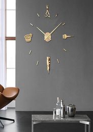 Luminous 3d Wall Clock Large Clocks Modern Design Luminova Watch Sticker Mirror Hairdresser039s hairdressing Barber039s Hair1206996