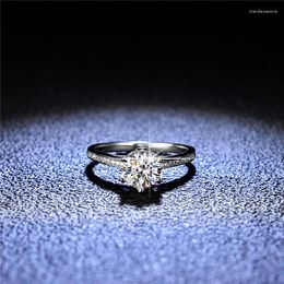 Cluster Rings Silver Platinum Diamond Test Passed 1 Excellent Cut D Colour High Quality Shine Moissanite Ring 925 Wedding Jewellery