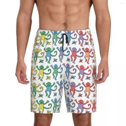 Men's Sleepwear Custom Print Men Preppy Roller Monkeys Pajama Bottoms Pjs Sleep Shorts With Pockets