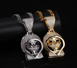 NEW Hip Hop SKULL Bling Pendant Necklace Micro Pave Cubic Zirconia with Chain 18KT Gold Plated Jewelry Rapper Accessories Lover Gi4826019