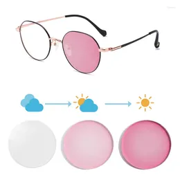 Sunglasses SHINU Custom Pochromic Myopia Glasses For Women Titanium Frame Lenses Change 5 Color Under Sunlight