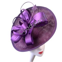 Wedding Purple Hair Fascinator PillboX Cap Women Elegant Church Occasion Headpiece Ladies Formal Kentucky Derby Chapeau Cap