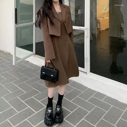 Work Dresses Insozkdg Suit Dress Women Autumn Vintage Casual Blazer Slip Set Black Jacket Two-Piece Outifit