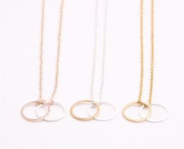 2018 Geometric figure Pendant necklace two hollow out circle plated necklace the gift to women6619951