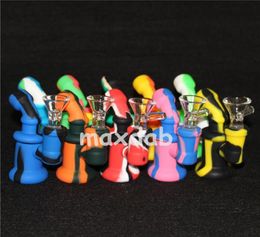 Silicone Oil Burner Pipe Colourful Spoon Pipes Bubbler Pyrex Tobacco wax containers4961744