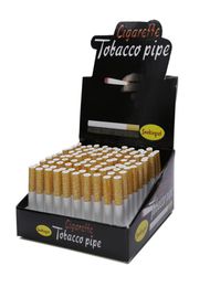 Disposable pipes sharpstone smoking pipes tobacco cigarette shape metal aluminium alloy 5578mm length 100pcbox 8mm diameter bat 4377868