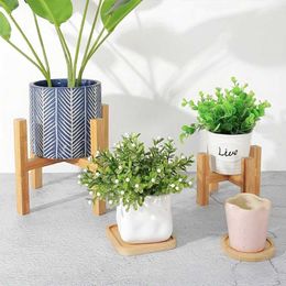 Planters Pots 1PC Cross Flowerpot Plant Stands Bamboo Pot Indoor Flower Pot Wood Frame Home Room Balcony Bonsai Potted Frame Decoration