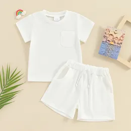 Clothing Sets Toddler Baby Boy Girl Summer Outfits Cotton Short Sleeve Solid T-shirt Top Casual Shorts Neutral Spring Clothes