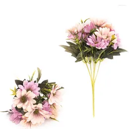 Decorative Flowers Simulation Daisy Fake 5 Branches 10 Heads Home Office Wedding Party Event Flower Decoration