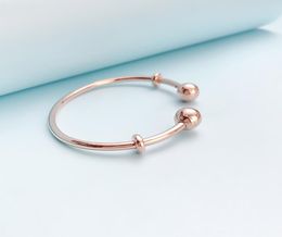 Womens Rose Gold Open Bangle Bracelet Real Sterling Silver Wedding designer Jewellery with Original retail Box For Charms Bracelets Set6318395