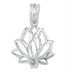 925 Silver Locket Cage Lotus shape Pearl Gem Beads Cage Pendant Can Open Sterling Silver Pendant Mounting DIY Jewellery Fitting337B2479221