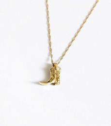 Pendant Necklaces COWBOY BOOT Western Boots Necklace 14K Gold Brass Mushroom Abstract Face Whole Aesthetic Gothic7370446