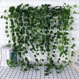 Decorative Flowers 90cm Simulation Garland Creative Artificial Ivy Leaf Decoration Simple Fake Green Leaves Hanging Decor