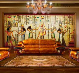 Whole Ancient Egyptian Pharaoh Po Wallpaper Retro Art Mural Wallpaper Hoom Decor NonWoven paper Wall Mural1240680
