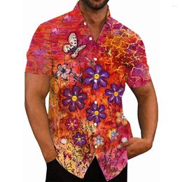 Men's Casual Shirts Floral Hawaiian Summer Fashion 3d Print Cozy Short Sleeve Beach Oversized Lapel Sale Imported China