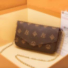 designer bag 3 piece set Wallets Womens handbag luxury Designer Clutch purse factory mens black chain flap satchel luxurious bags Felicie Pochette Pocket Long bags