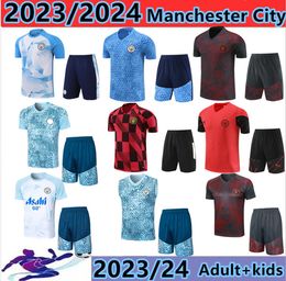 2024 2025 Man soccer jersey CITY Football tracksuit SHORT SLEEVES HAALAND DE BRUYNE 24 25 MANS CITIES Training Suit GREALISH MAHREZ foden Men kidS 3AAA