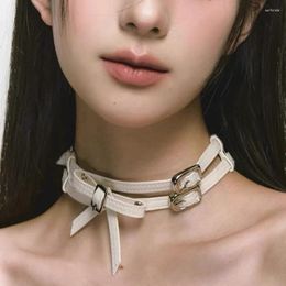 Necklace Earrings Set Small Waste Wind Design Sense White Double-layer Belt Bow Collar Chocker Woman