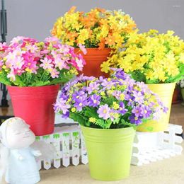 Decorative Flowers Artificial 28 Heads Table Centerpiece Vibrant Color One Bouquet 7 Branch Silk Flower For Wedding