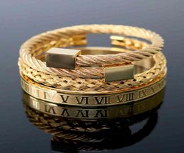 selling stainls hexagon square head Roman numeral Braided Bracelet men039s gold titanium steel bracelet15154188228268