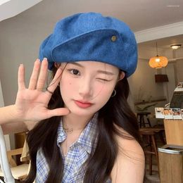 Berets Denim Women Fashion Big Head Circumference Outdoor Wearing Beret Cute Foldable Painter Hat