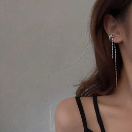 Charm Long Chain Ear Cuff Earrings Tassel Rhinestones Piercing Stud Earring Simple Chain Clip Earrings Cuff Trendy Women Jewelry Gift