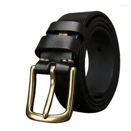 Belts Pure Cowhide 3.8cm Thickened Men's Genuine Leather Belt Pin Buckle Copper Retro Simple Fashion Casual Jeans