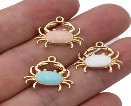 10Pcs Enamel Gold Colour Pink Crab Charm Pendant for Jewellery Making Bracelet Necklace DIY Earrings Accessories Craft7644048