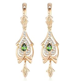 Dangle Chandelier Dangling Earrings For Women Teardrop Olivine Green CZ 585 Rose Gold Women039s Drop Earring Valentines Gifts3341362