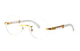 Luxury Black Buffalo Horn Brand mens Sunglasses designer Optical Glasses Gold Round Frame White Natural Horn Sunglasses for women 6327589