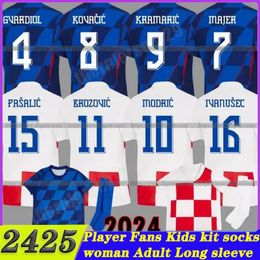 2024 2025 Croacia Modric Soccer Jerseys Seleção Nacional Mandzukic Perisic Kalinic 24 Croatia Futebol Camiseta Kovacic Rakitic Kramaric Men Kit Kit Uniformes