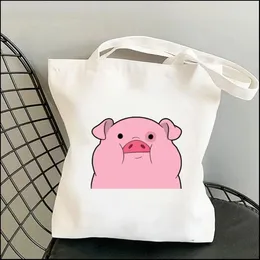 Totes Harajuku Cute Pig Women Shoulder Bags Kawaii Shopper Shopping Canvas Bag Fashion Girl Handbags