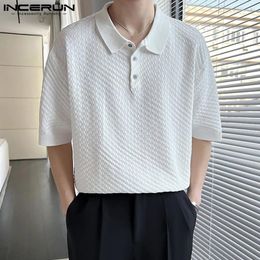 Men's Casual Shirts INCERUN Shirt Solid Color Lapel Short Sleeve Korean Style Men Clothing Streetwear 2024 Loose Fashion S-5XL