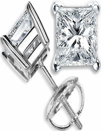 258Ct Princess Cut Solitaire VVS1D Lad Diamond Earrings 14K Solid White Gold Plated Studs3560892