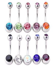 Factory Double Barbell Navel Body Piercing Jewelry Shinning Mix Color Crystal Navel Belly Button Ring7982076