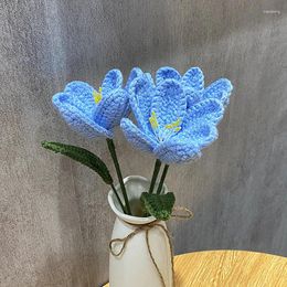 Decorative Flowers 1PC Romantic Tulip DIY Handmade Crochet Bouquet Valentine's Day Teacher's Gift Girlfriend Home Decor