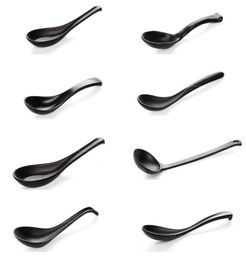 Soup Spoon Black Matte Ladle Spoon Plastic Japanese Style Melamine Tableware AntiFall Tortoise Shell Shaped4204572